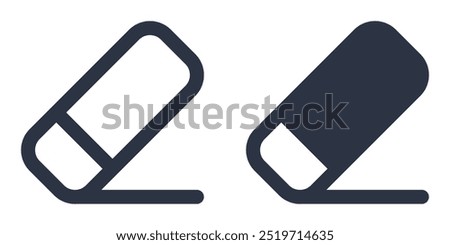 Eraser, Erase or Delete simple icons set designed in filled, outline, line and stroke style. Two Black opposite arrows in circle