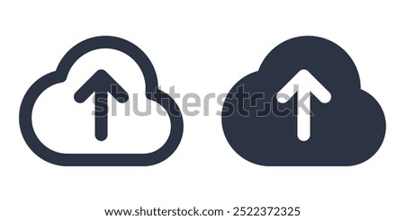 Cloud Upload simple icons set designed in filled, outline, line and stroke style