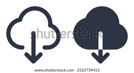 Cloud Download or Cloud Sync simple icons set designed in filled, outline, line and stroke style