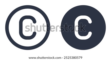 Copyright Symbol simple icons set designed in filled, outline, line and stroke style