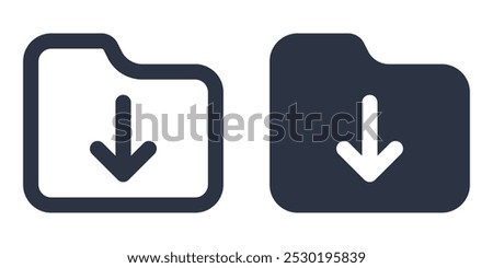 Folder with Download Arrow simple icons set designed in filled, outline, line and stroke style