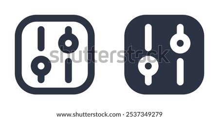 Vertical Sliders or Control Panel simple icons set designed in filled, outline, line and stroke style