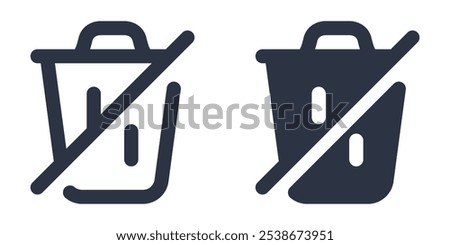 Crossed-Out Trash Bin or Trash Bin with Slash simple icons set designed in filled, outline, line and stroke style