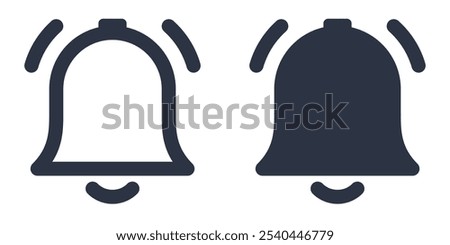 Ringing Bell or Ringing Notification simple icons set designed in filled, outline, line and stroke style