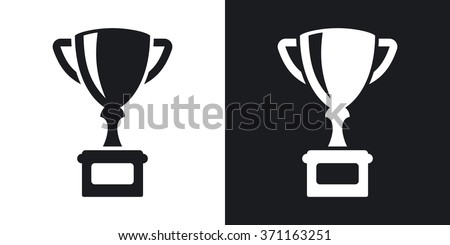 Vector champion's cup icon. Two-tone version on black and white background