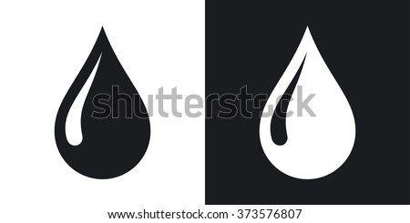 Vector rain drop icon. Two-tone version on black and white background