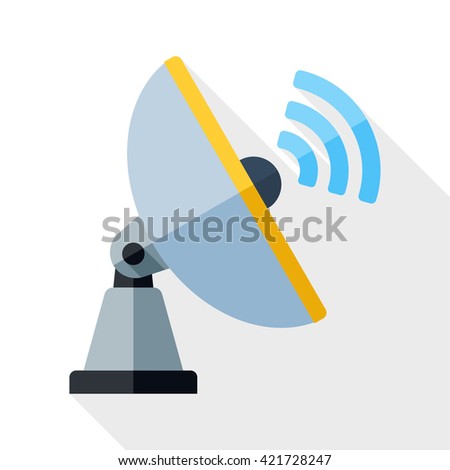 Vector Satellite Antenna icon. Satellite Antenna simple icon in flat style with long shadow on white background