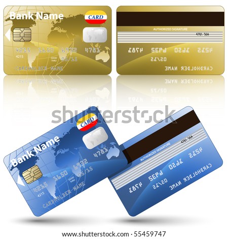 Vector credit cards, front and back view