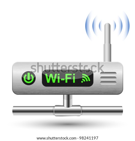 Wireless Router Icon with a LAN connection. Vector Illustration