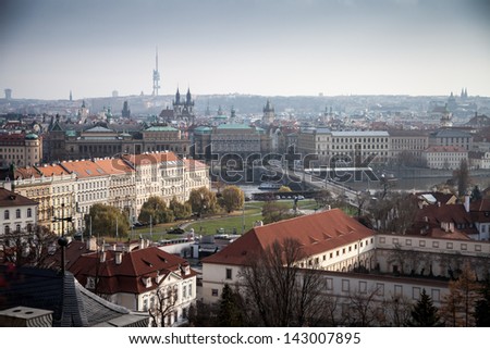 PRAGUE, CZECH REPUBLIC - DECEMBER 2012 - Panorama of the Old Town in Prague.