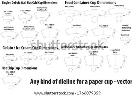 Any kind of dieline - diecut for a paper cup template - vector Foto stock © 