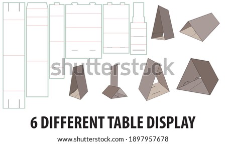 Six different table display packaging design template gluing selflock die cut - vector