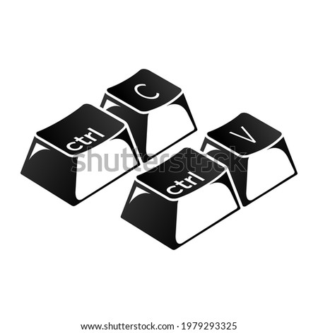 Ctrl C, Ctrl V keys on the keyboard, copy and paste the key combination. Insert a keyboard shortcut for Windows devices. Computer keyboard icons. Vector illustration