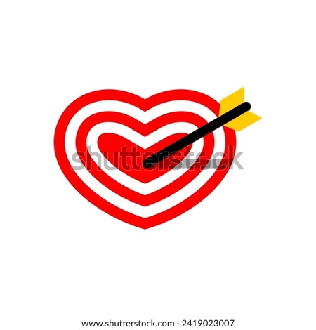 Love target. Falling in love vector illustration. Love icon. Heart hit. Suitable for valentine's day or love themes.