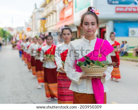 Lamphun,Thailand- June 25: Unidentified  model in the celebrations, \