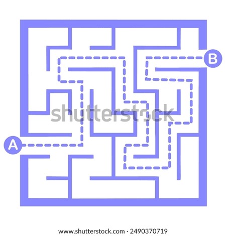 Illustration with simple labyrinth, maze conundrum for kids. Baby puzzle with entry and exit. Children riddle game.