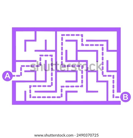 Illustration with simple labyrinth, maze conundrum for kids. Baby puzzle with entry and exit. Children riddle game.