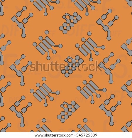 Seamless pattern with abstract routing on colorful background with lettering  