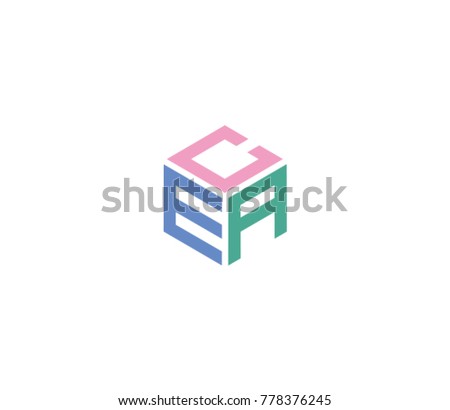 Logo with three letters CEA. hexagon logo Imagine de stoc © 