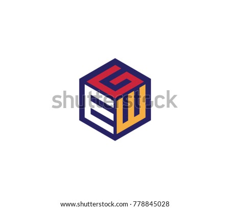 Letter GEW  logo template. hexagon logo