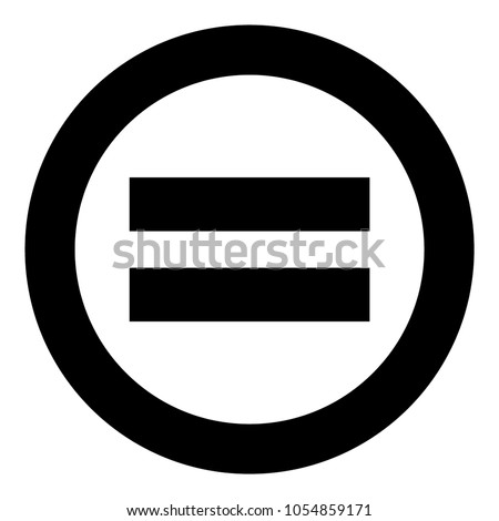 Sign equally black icon in circle .