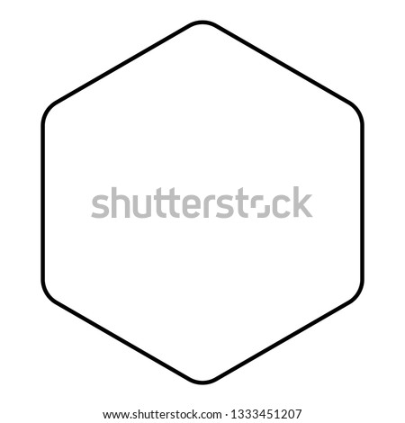 Hexagon with rounded corners icon black color outline vector illustration flat style simple image