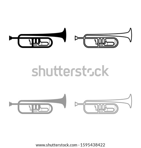 Trumpet Clarion music instrument icon outline set black grey color vector illustration flat style image