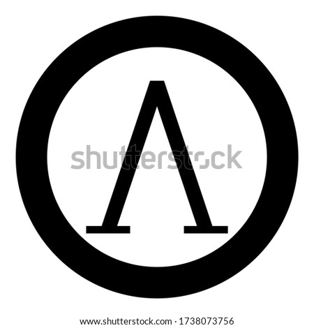 Lambda greek symbol capital letter uppercase font icon in circle round black color vector illustration flat style image