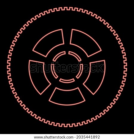 Neon car wheel red color vector illustration flat style image