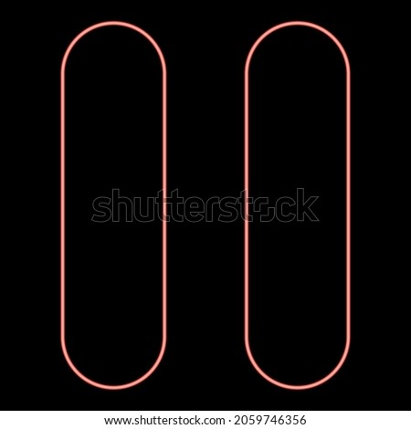 Neon pause icon black color in circle outline vector illustration red color vector illustration flat style light image