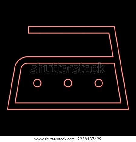 Neon ironing is allowed high temperature to two hundred 200 degrees Clothes care symbols Washing concept Laundry sign red color vector illustration image flat style light