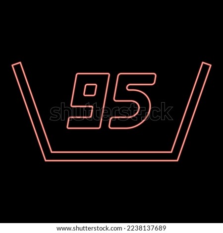 Neon wash in very hot water boiling temperature Clothes care symbols Washing concept Laundry sign red color vector illustration image flat style light