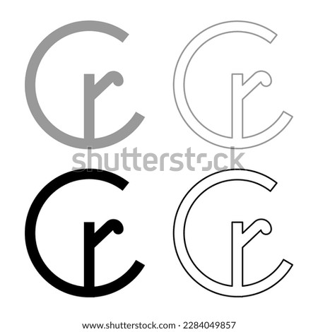 Symbol Cruzeiro currency sign Brazilian money set icon grey black color vector illustration image solid fill outline contour line thin flat style