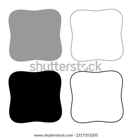 Square have rounded corners rectangle shape set icon grey black color vector illustration image solid fill outline contour line thin flat style