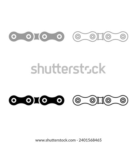 Chain bicycle link bike motorcycle two element set icon grey black color vector illustration image solid fill outline contour line thin flat style