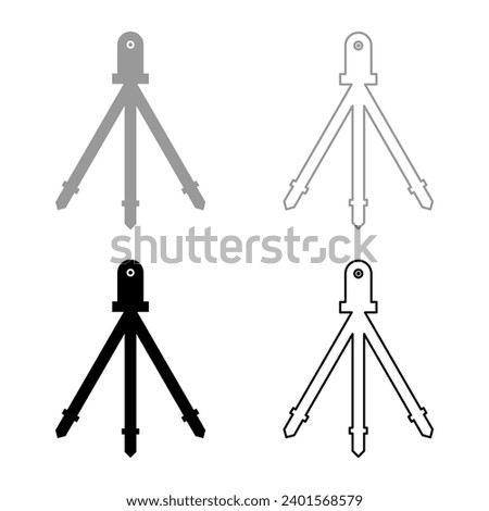Laser level tool measure building on tripod engineering equipment device for builder construction tool set icon grey black color vector illustration image solid fill outline contour line thin flat 