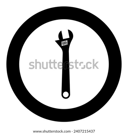 Monkey wrench adjustable spanner divorce key icon in circle round black color vector illustration image solid outline style