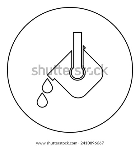 Crucible molten metal poured from ladle melting iron metallurgical foundry industry concept metal casting process icon in circle round black color vector illustration image outline contour line thin 