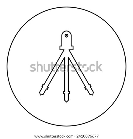 Laser level tool measure building on tripod engineering equipment device for builder construction tool icon in circle round black color vector illustration image outline contour line thin style