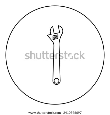 Monkey wrench adjustable spanner divorce key icon in circle round black color vector illustration image outline contour line thin style