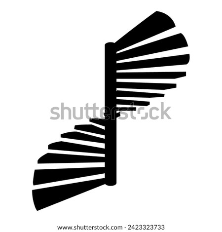 Spiral staircase circular stairs icon black color vector illustration image flat style