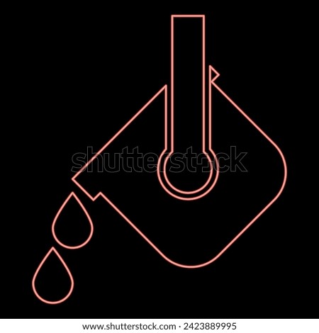 Neon crucible molten metal poured from ladle melting iron metallurgical foundry industry concept metal casting process red color vector illustration image flat style