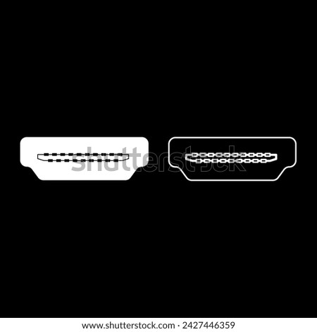 HDMI port socket set icon white color vector illustration image solid fill outline contour line thin flat style