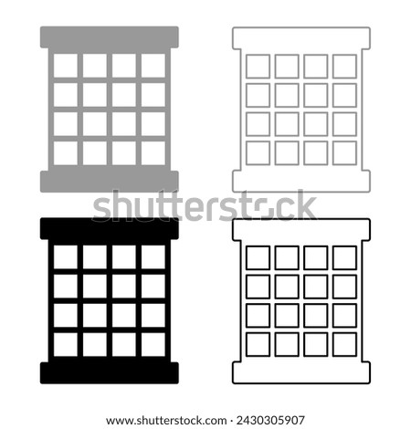 Prisoner window grid grate prison jail concept set icon grey black color vector illustration image solid fill outline contour line thin flat style