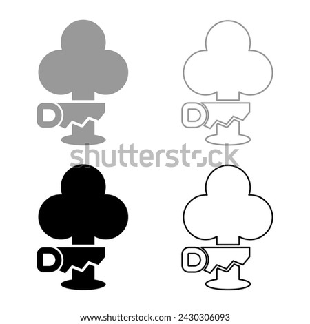 Saw cutting tree set icon grey black color vector illustration image solid fill outline contour line thin flat style