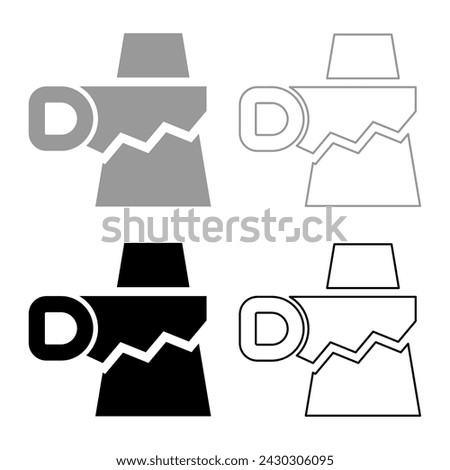 Saw cutting board plank set icon grey black color vector illustration image solid fill outline contour line thin flat style