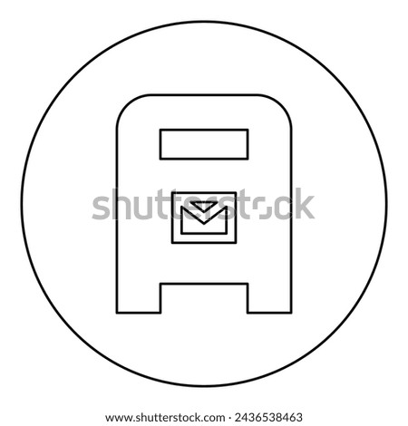 Post box mail postal letterbox mailbox icon in circle round black color vector illustration image outline contour line thin style