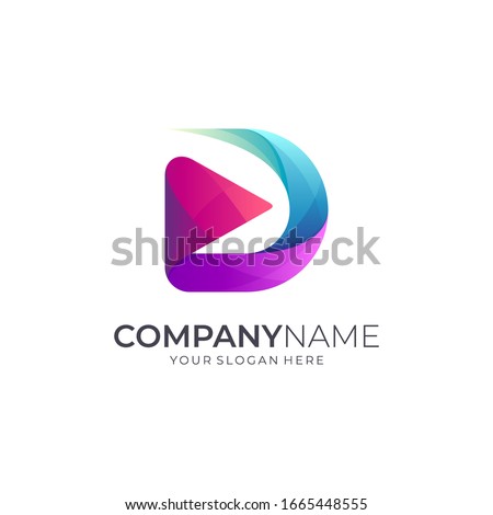 Media play letter d logo. Modern style. Logo template ready for use. D logo with arrow shape for company brand identity