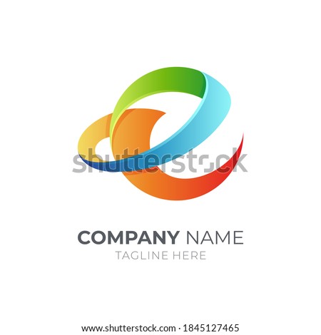 Lowercase letter e business logo template with 3d concept