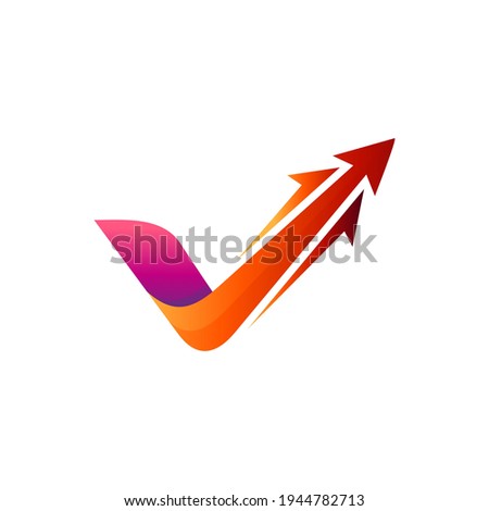 Check mark with up arrow logo template ready for use